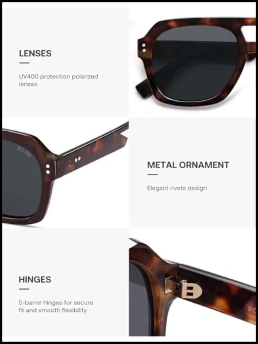 Retro Polarized Aviator Sunglasses for Women Men